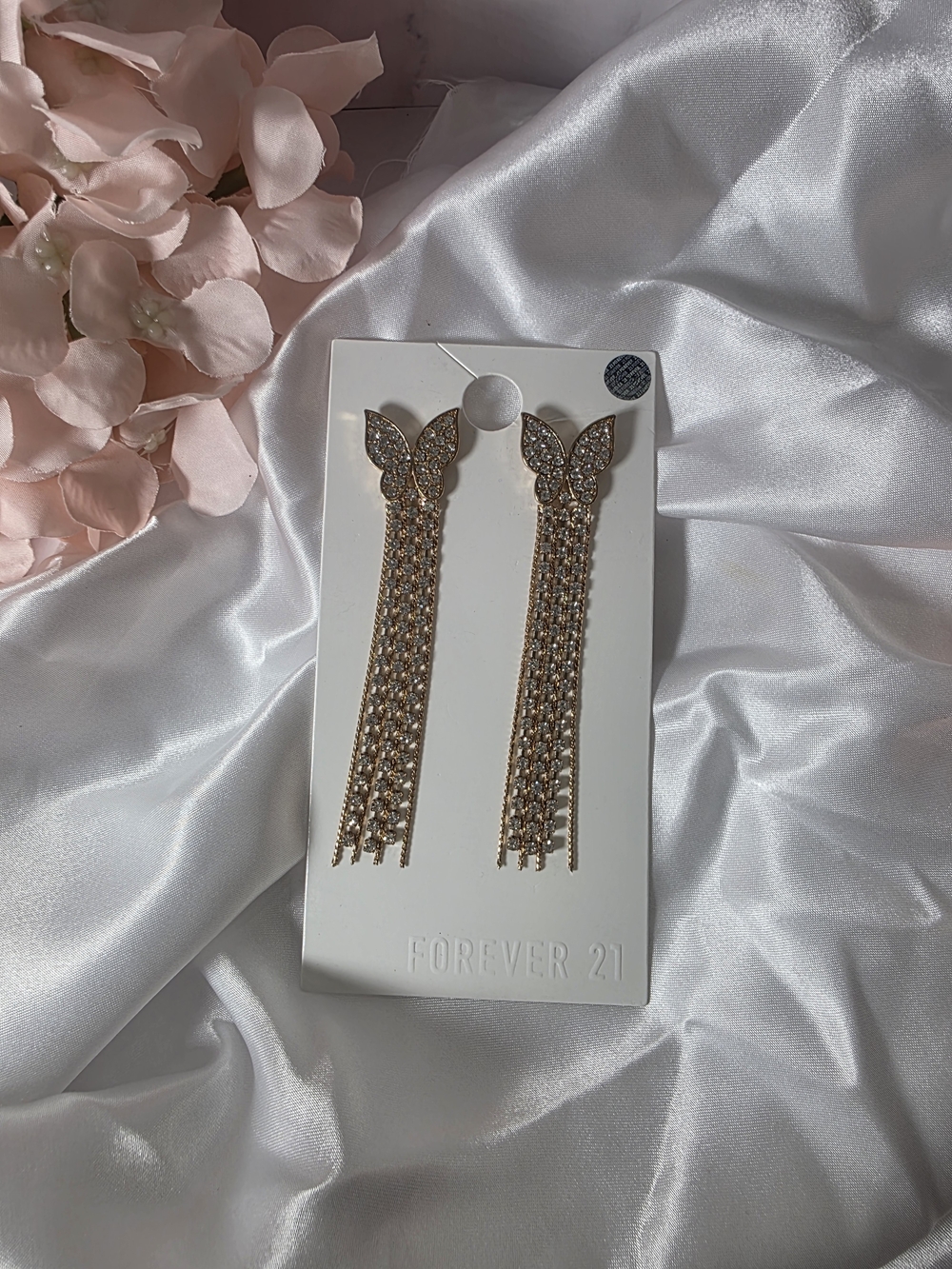 Forever 21 - Gold Butterfly Tassel Drop Earrings - Sparkling Gold